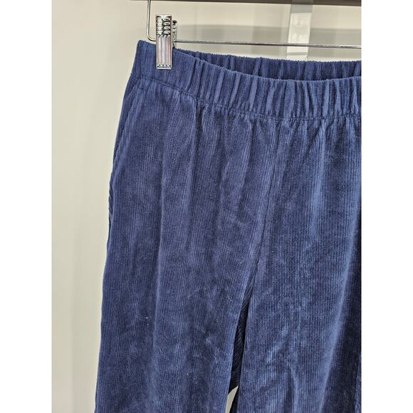Lands End Womens Sz S Pull On Corduroy Pants Dark Blue Tapered Leg - Picture 2 of 4